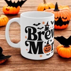 Halloween Decor Mug - Spooky Pumpkin Design - Fall Coffee Cup for Halloween Party - Brew-tiful Morning mug